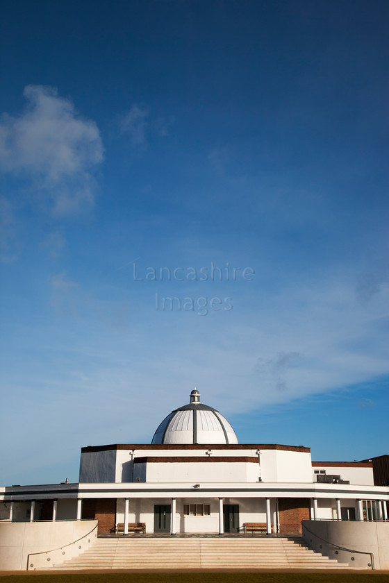 DCP2281 
 Refurbished exterior of marine Hall in Fleetwood 
 Keywords: Fleetwood, Marine, Hall, theatre, dome, steps, blue, sky, symetry, symetrical, shape, shapes, architecture, building, Lancashire, Lancs, England, UK, Britain, Europe, DCP2281