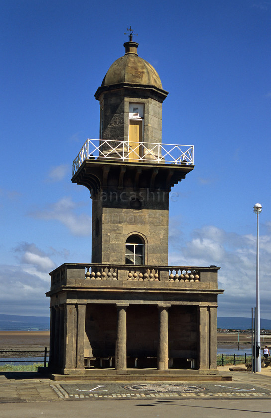 DCP0575 
 The lower lighthouse on the promenade at Fleetwood 
 Keywords: Lancashire, Lancs, North, West, Northwest, England, UK, Britain, Europe, Fleetwood, Town, Centre, Fylde, Coast, Seaside, Resort, prom, promenade, lighthouse, light, house, history, historic, architecture, heritage, lower, cobble, cobbled, industry, industrial, blue, sky, vertical