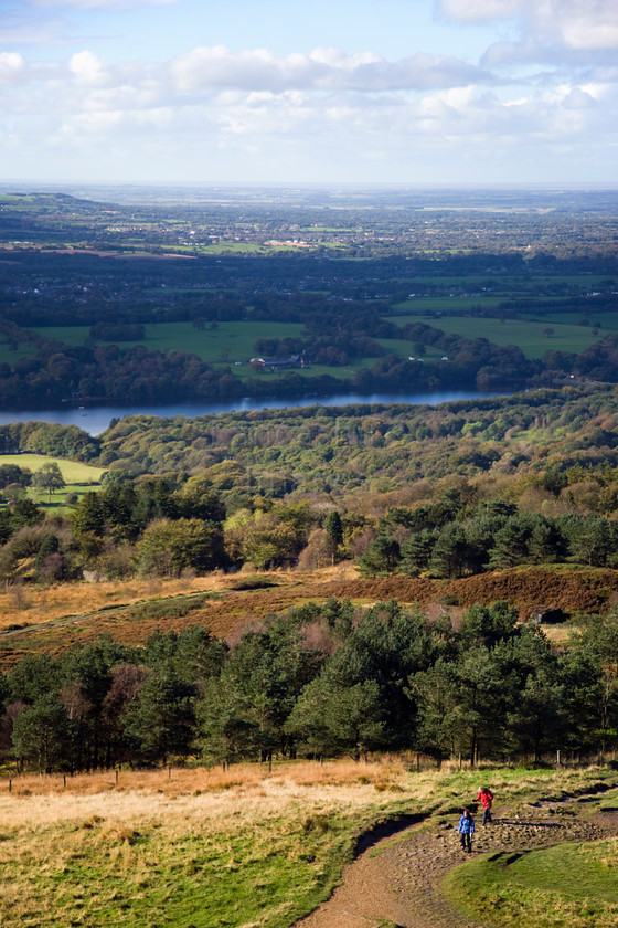 DCP2118 
 Rivington country park viewed from Rivington Pike 
 Keywords: Rivington, country, park, path, reservoir, distance, walkers, walking, trees, Lancashire, Lancs, England, UK, Britain, Europe, DCP2118